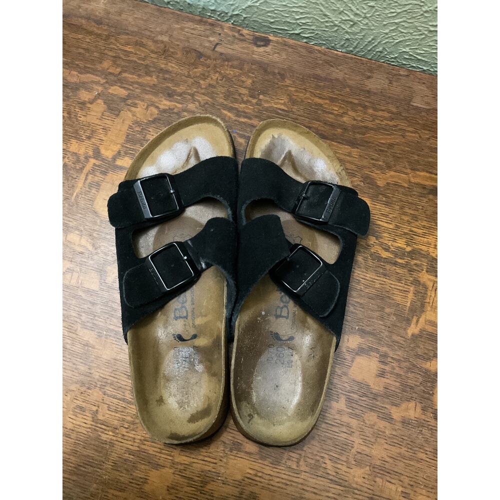 Betula Birkenstock Arizona Sandals Womens Size 9 Black Double Strap Cork Shoes